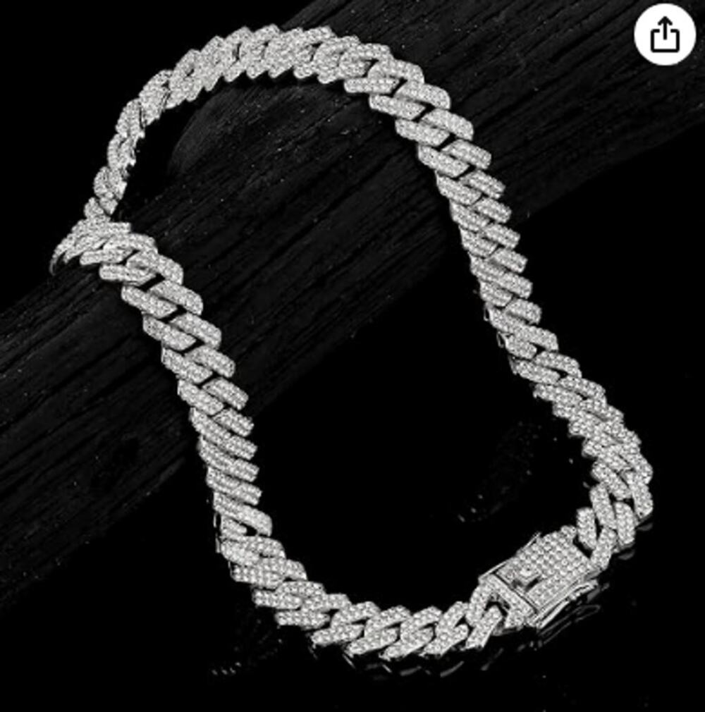 18" Iced Out Miami Cuban Link Chain 14mm CZ Silver Hip Hop Necklace New